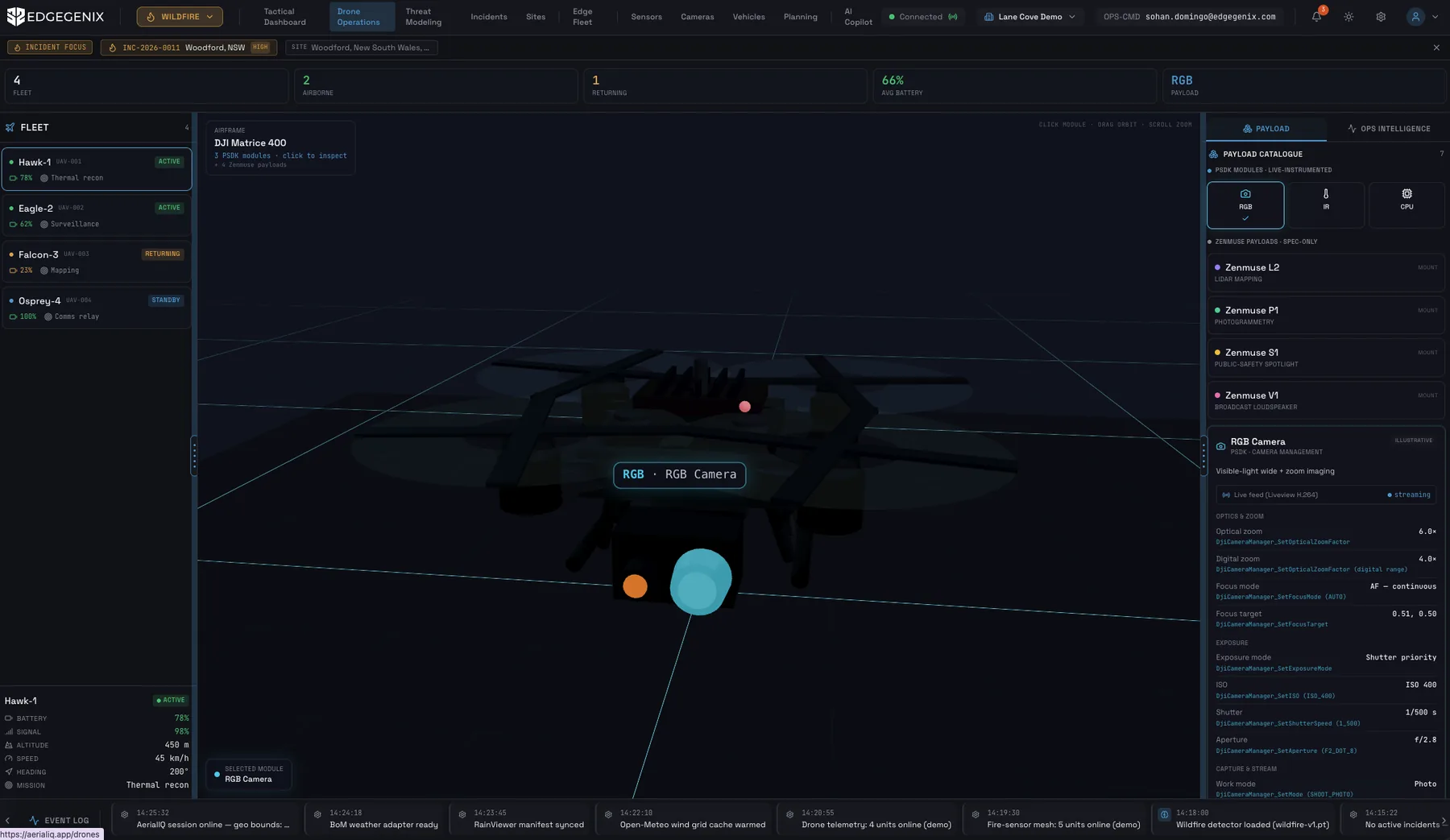 Drone Operations — 3D fleet management and payload configuration